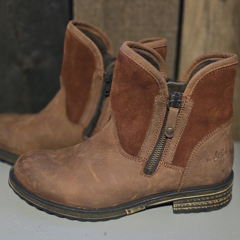 Bos & Co Tan Suede Ankle Booties